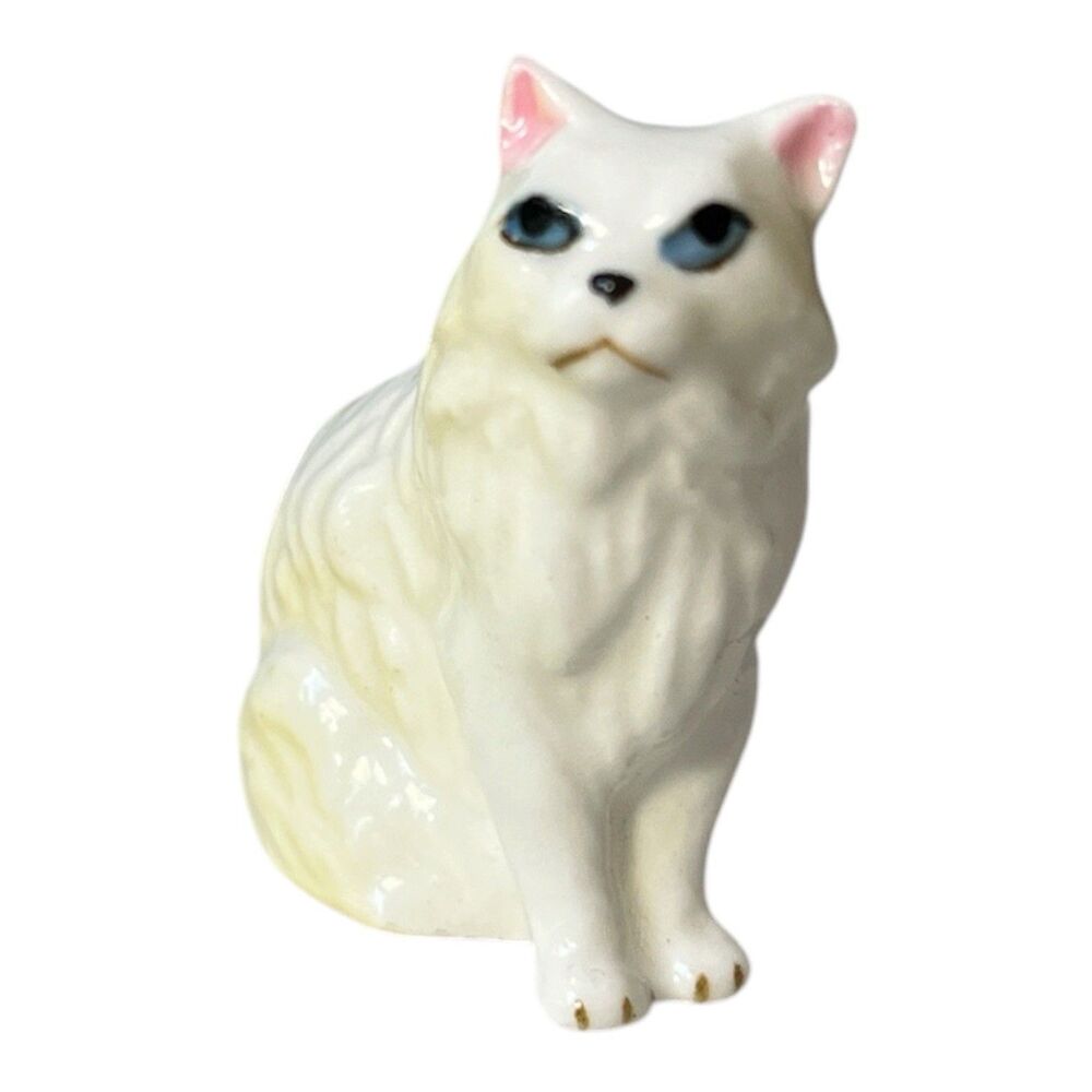 Vintage Cat Miniature Figurine  Bone China Porcelain Japan 1-1/4"